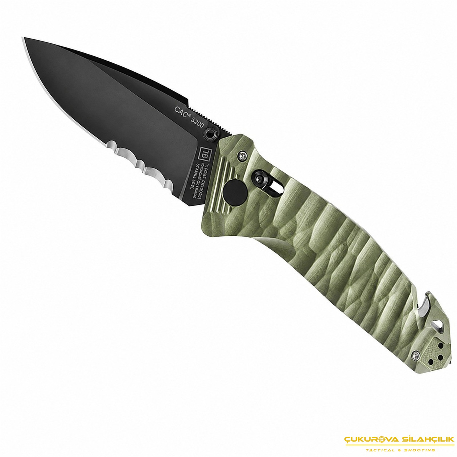 TB Outdoor CAC S200 G10 Saplı Serrated Çakı Haki