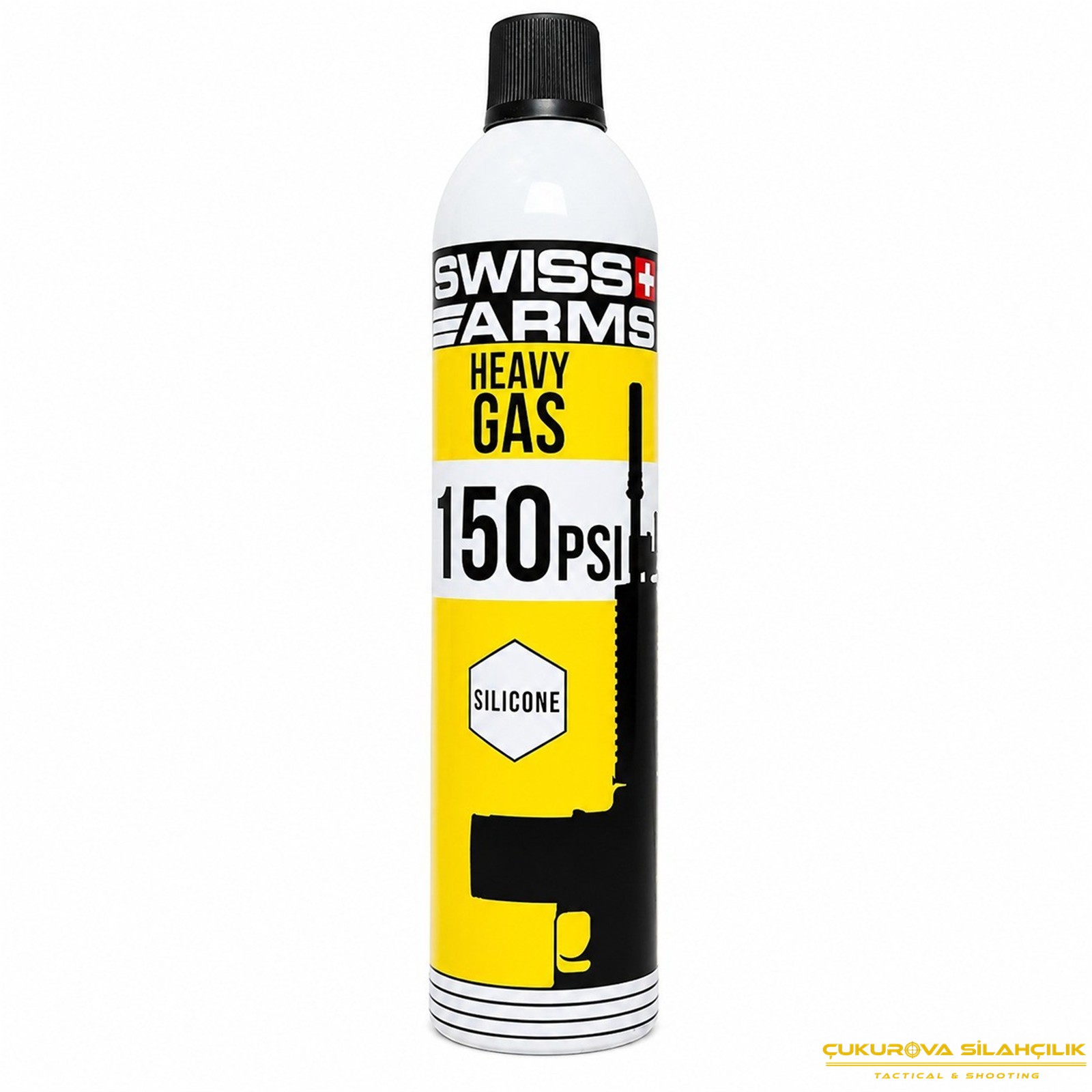 Cybergun Swiss Arms Silikonlu 150 PSI Airsoft Heavy Gas Sarı Şişe 760 Ml