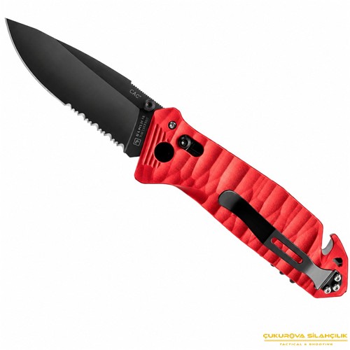 TB Outdoor CAC G10 Saplı Tirbüşonlu Serrated Çakı Kırmızı
