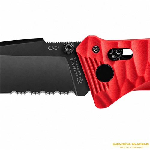 TB Outdoor CAC G10 Saplı Tirbüşonlu Serrated Çakı Kırmızı