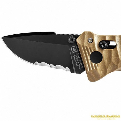 TB Outdoor CAC S200 PA6 Saplı Serrated Çakı Kahverengi