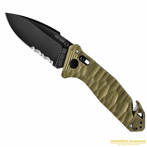 TB Outdoor CAC S200 PA6 Saplı Tirbüşonlu Serrated Çakı Haki